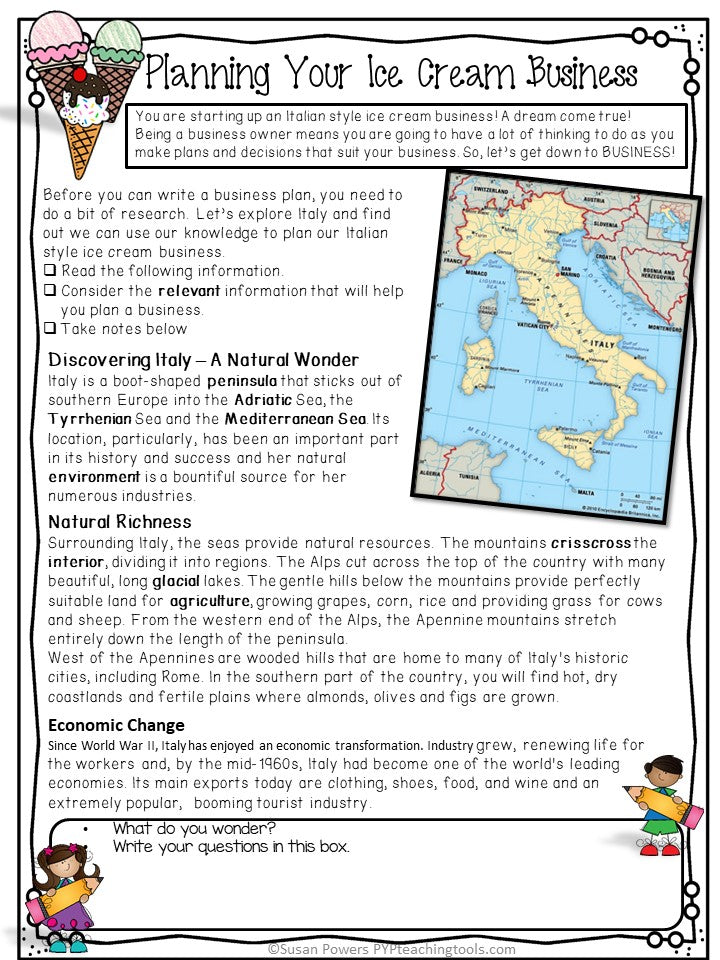 Fractions: Design An Ice Cream Business Math Inquiry Project