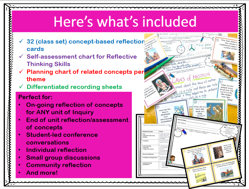 IB PYP How We Express Ourselves Reflect & Assess Concepts Cards