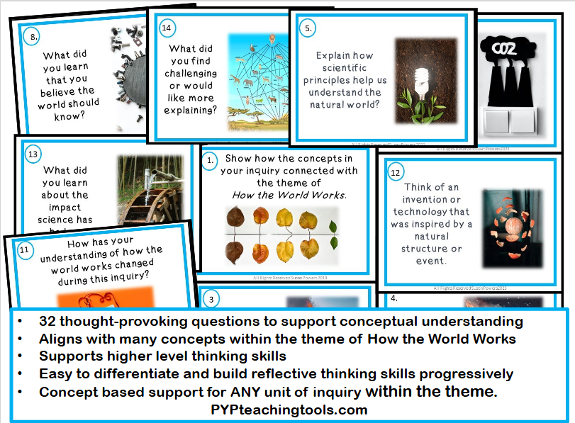 IB PYP How the World Works Concepts Assess & Reflect Cards