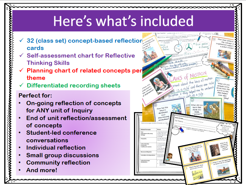 IB PYP Where We Are in Place & Time Concepts Assessment & Reflection Cards