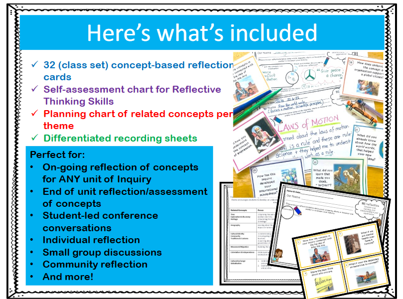 IB PYP How the World Works Concepts Assess & Reflect Cards