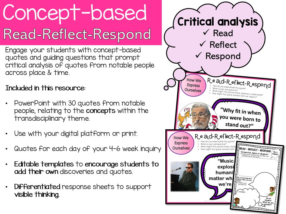 IB PYP How We Express Ourselves Provocations | Concept-Based Inquiry | Daily Quotes to Inspire Student Thinking