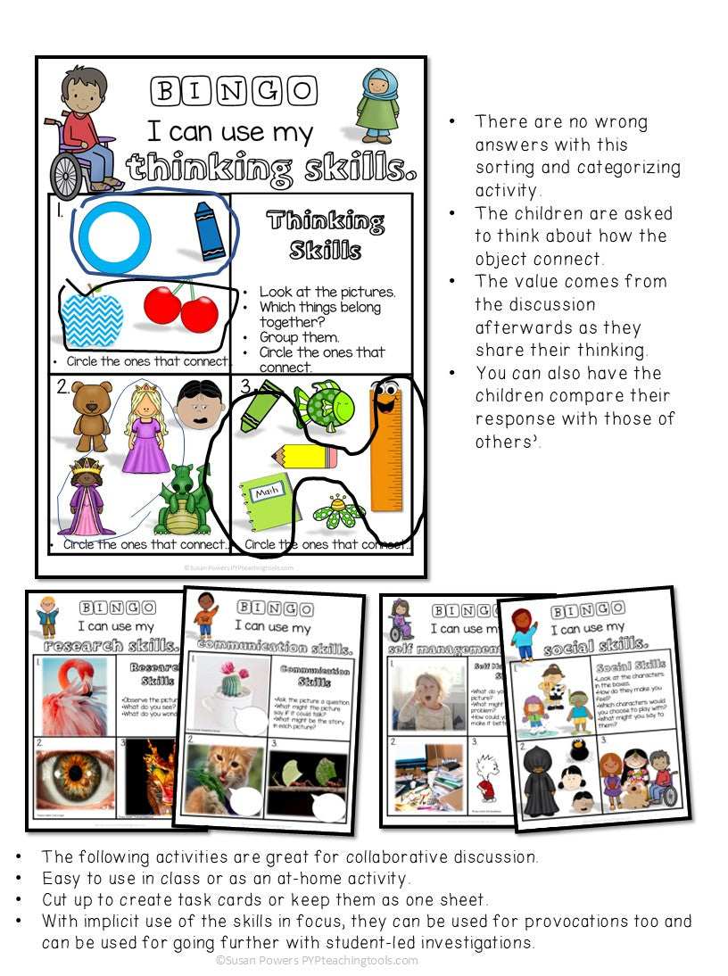 Approaches to Learning Skills Bingo for Little Kids