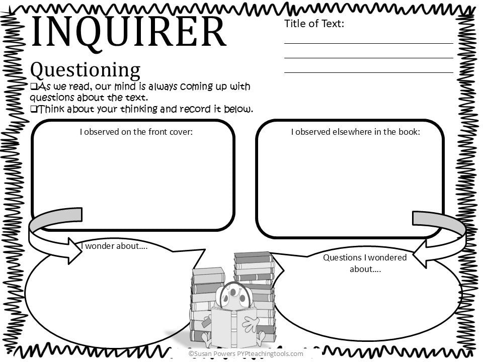 IB PYP Visible Thinking Graphic Organisers Collection for ANY Text