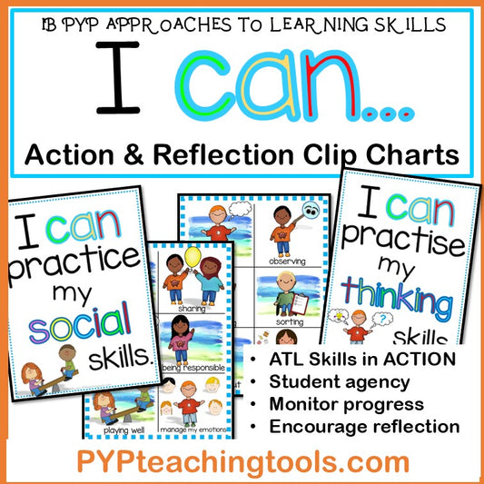 IB PYP Approaches to Learning Skills Assessment Clip Chart for Lower Grades