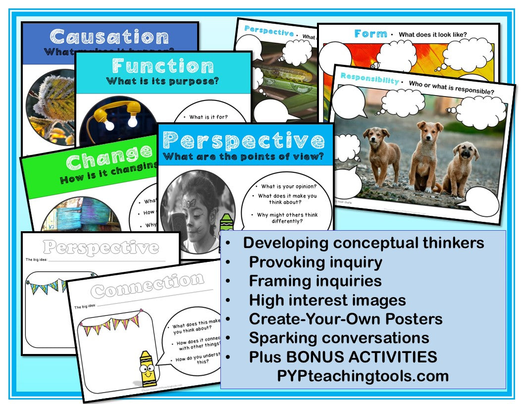 IB PYP Concepts Activity and Posters for Little Kids