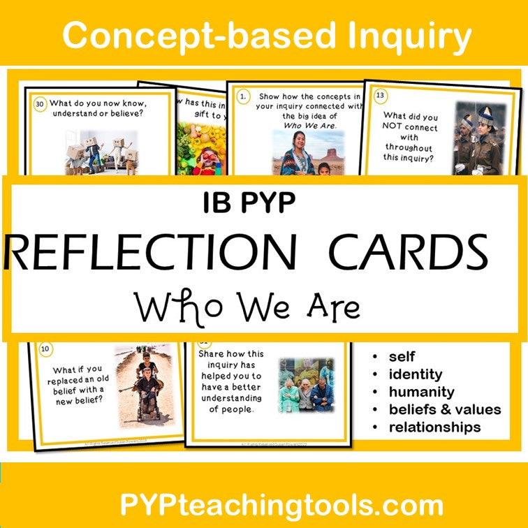 IB PYP Who We Are Concepts Assess & Reflect Cards