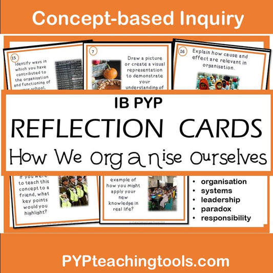 IB PYP How We Organize Ourselves Concepts Assessment & Reflection Cards