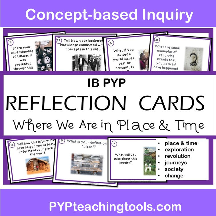 IB PYP Where We Are in Place & Time Concepts Assessment & Reflection Cards