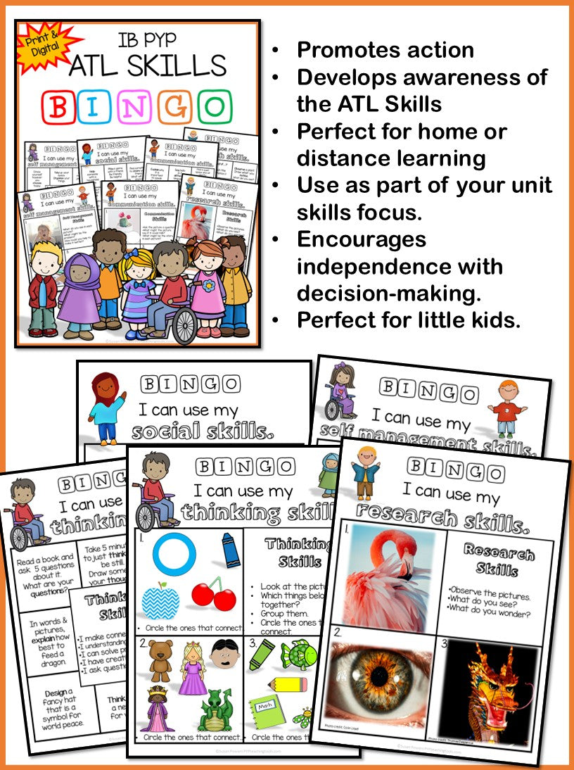 Approaches to Learning Skills Bingo for Little Kids