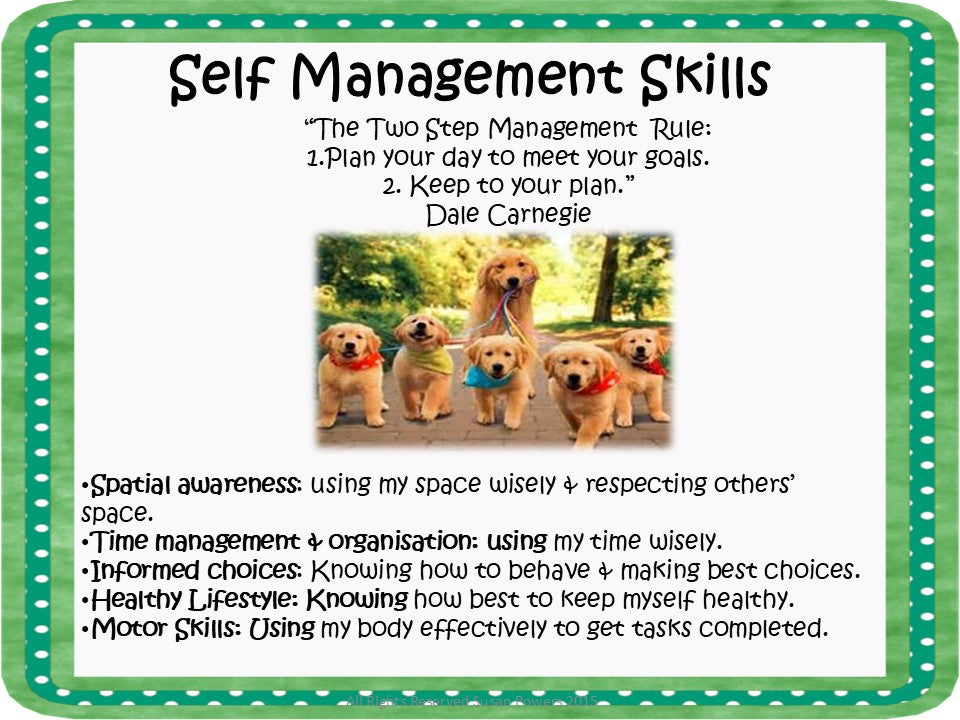 Approaches to Learning Self Management Skills Task Cards