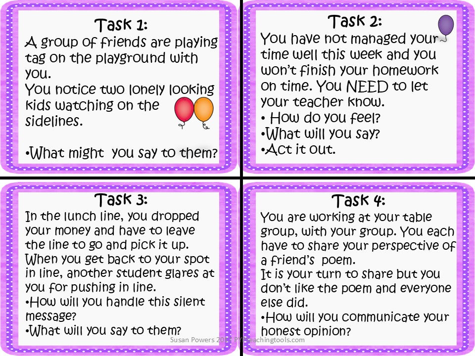 Communication Skills Task Cards