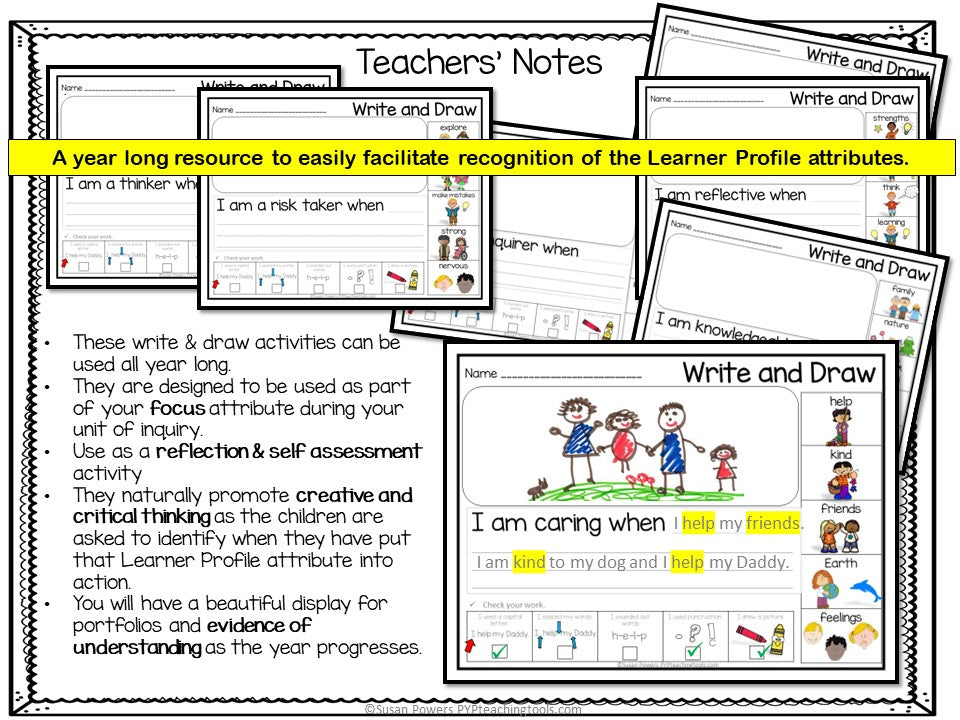 IB PYP Early Years Learner Profile Write & Draw