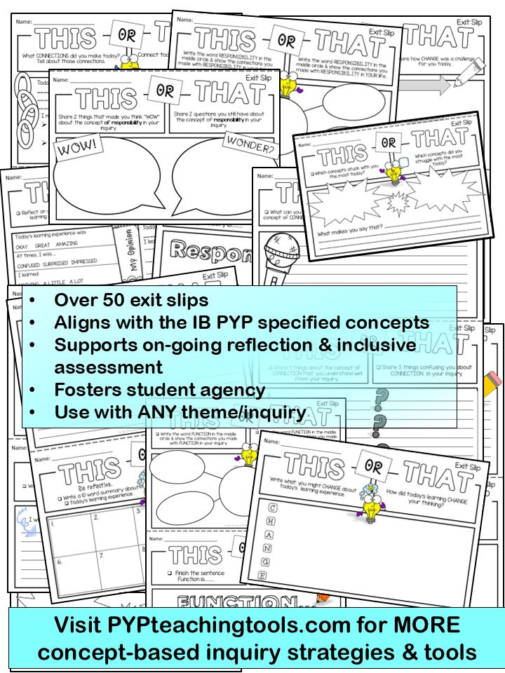 IB PYP Assessing Concepts - This or That Exit Slips