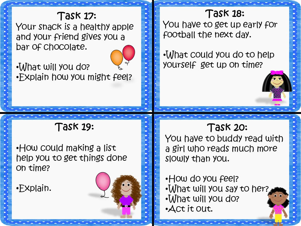 Approaches to Learning Self Management Skills Task Cards