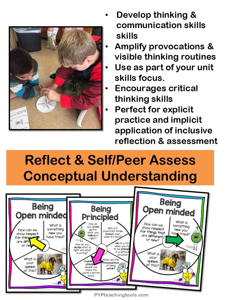 A Bundle IB PYP Assessment & Reflection Spinners SOLO Taxonomy: Grades 3-5