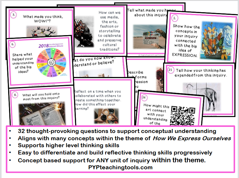 IB PYP How We Express Ourselves Reflect & Assess Concepts Cards